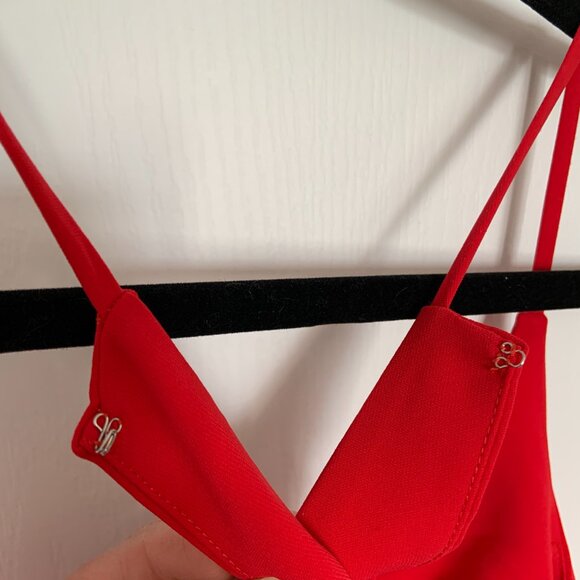 Amanda Uprichard Madison Jumpsuit Red Spaghetti Strap Romper Pantsuit Size P - Picture 10 of 16